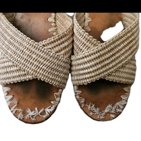Jenni Kayne Womens Beige Raffia Designer Crossover Sandal In Natural 37 - Picture 12 of 13